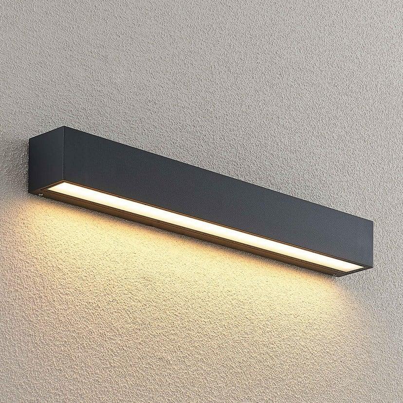 lampenwelt Lucande LED-Außenwandlampe Lengo 50cm grafit down 3.000K Super Rabatt