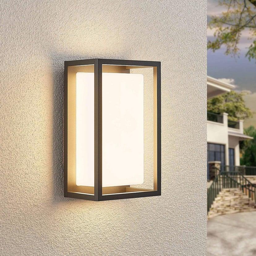 lampenwelt Lucande LED-Außenwandleuchte Ilirian anthrazit Alu 25cm