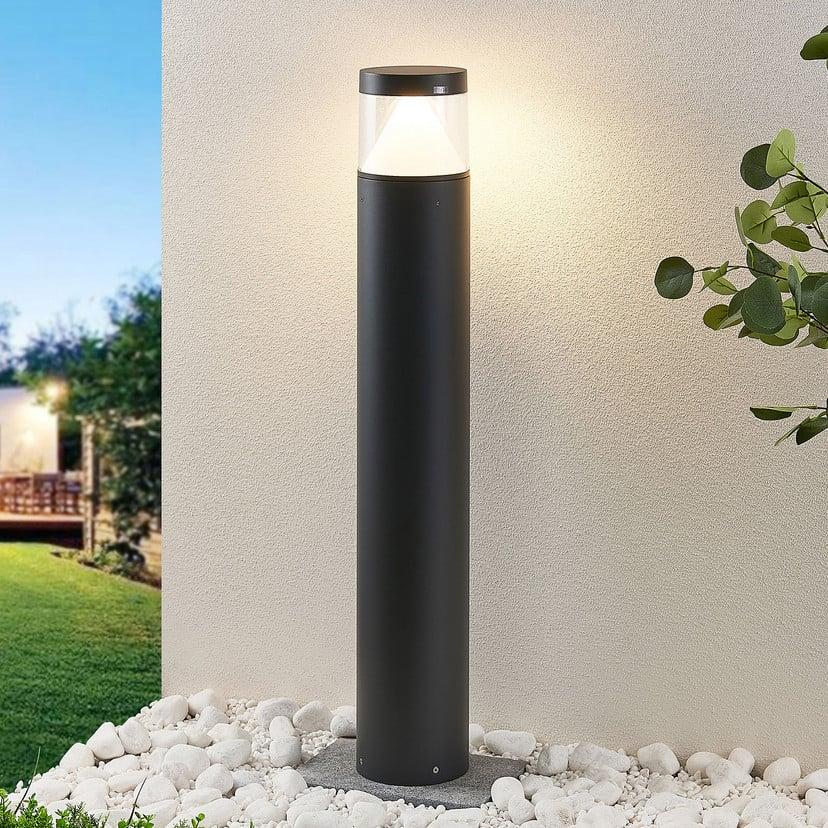 lampenwelt Lucande LED-Pollerlampe Darja anthrazit Metall 100cm IP54