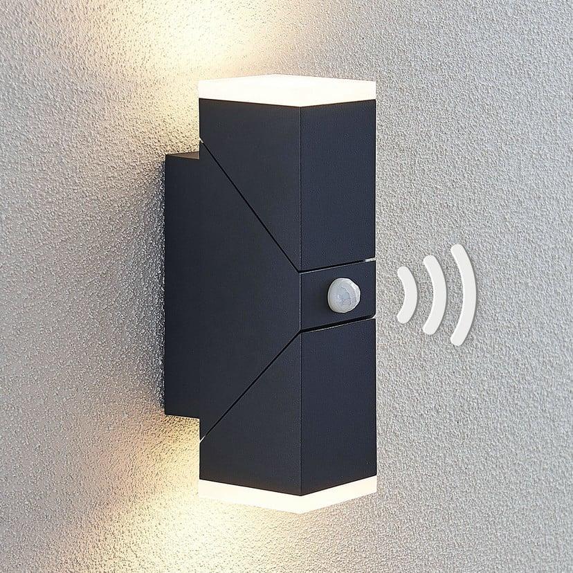 lampenwelt Lindby LED-Wandleuchte Sally 22 cm anthrazit IP54 Sensor Fabrikladen