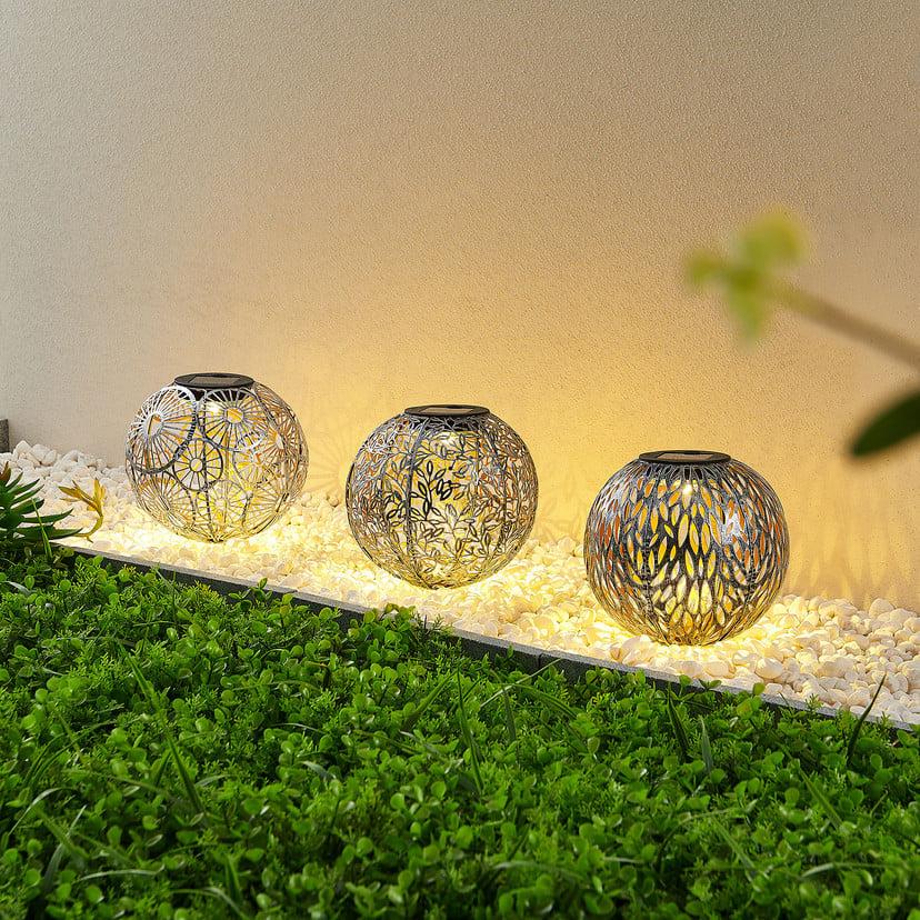 lampenwelt Lindby LED-Solarlampen Vilani 3er-Set 54cm Erdspieß IP44 Begrenzt auf 3 Tage