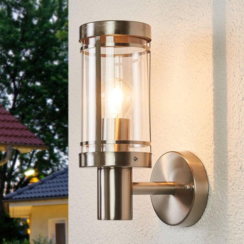 lampenwelt Lindby Außenwandlampe Djori aluminiumfarben Edelstahl E27