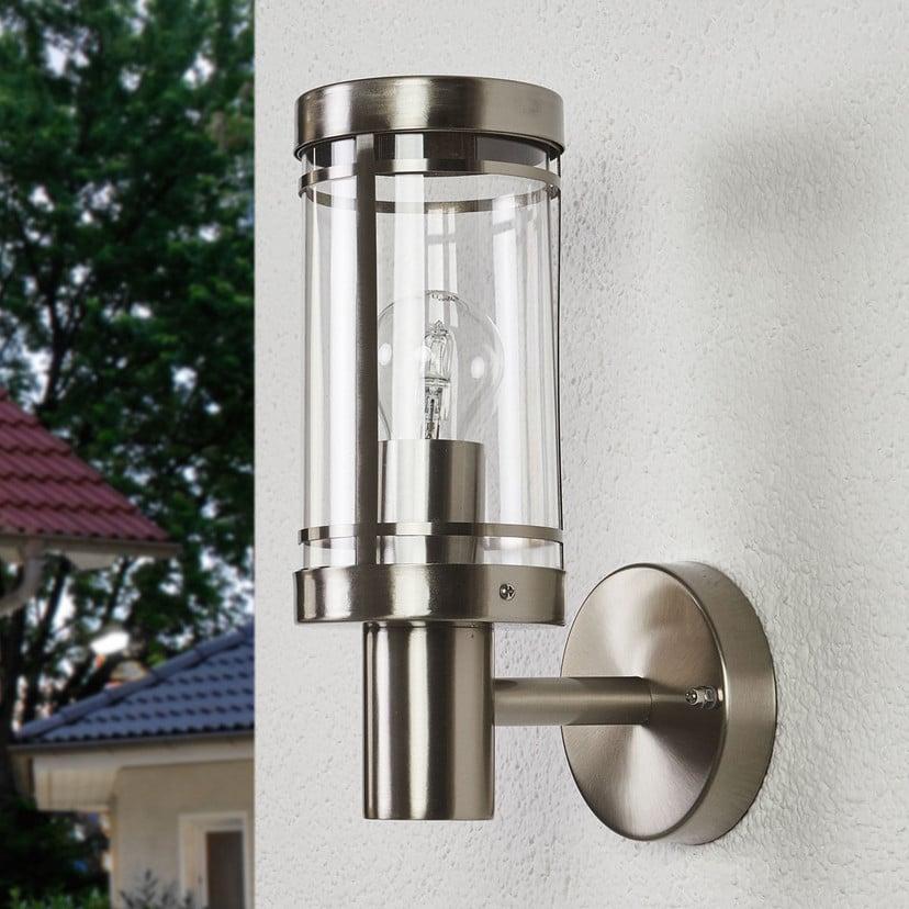 lampenwelt Lindby Außenwandlampe Djori aluminiumfarben Edelstahl E27 Black Friday Preise