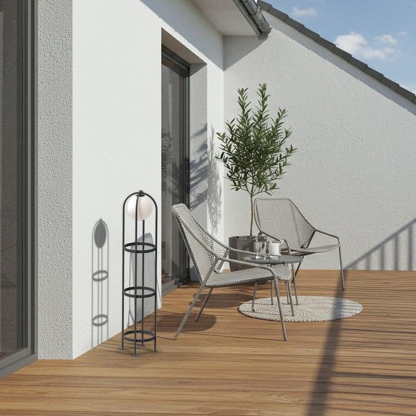 lampenwelt Lucande Terassenleuchte PLANT schwarz Metall Kugel 90cm 50% Rabatt für begrenzte Zeit