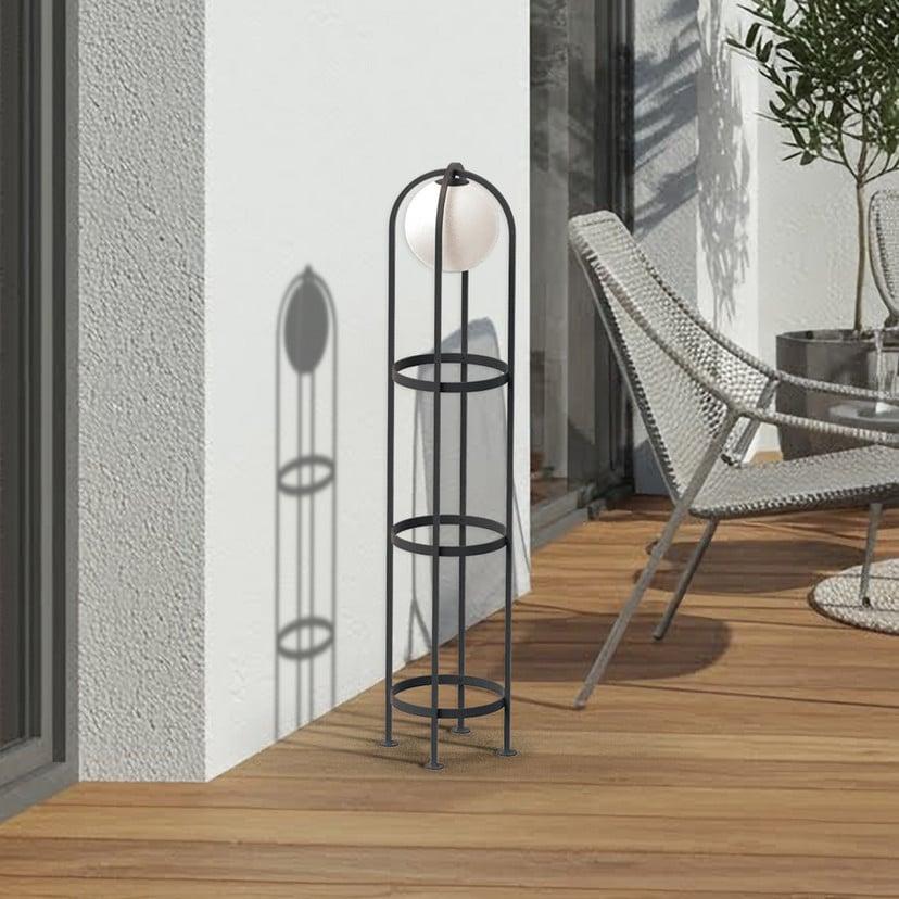 lampenwelt Lucande Terassenleuchte PLANT schwarz Metall Kugel 90cm 50% Rabatt für begrenzte Zeit