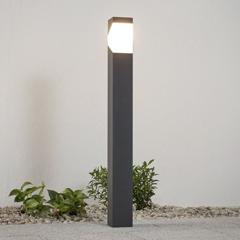 lampenwelt Lucande Wegeleuchte Kiran 100 cm grau Metall IP44 E27