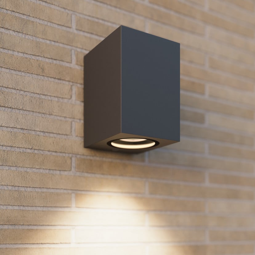 lampenwelt Lucande Außenwandleuchte Xava Downlight grafitgrau GU10