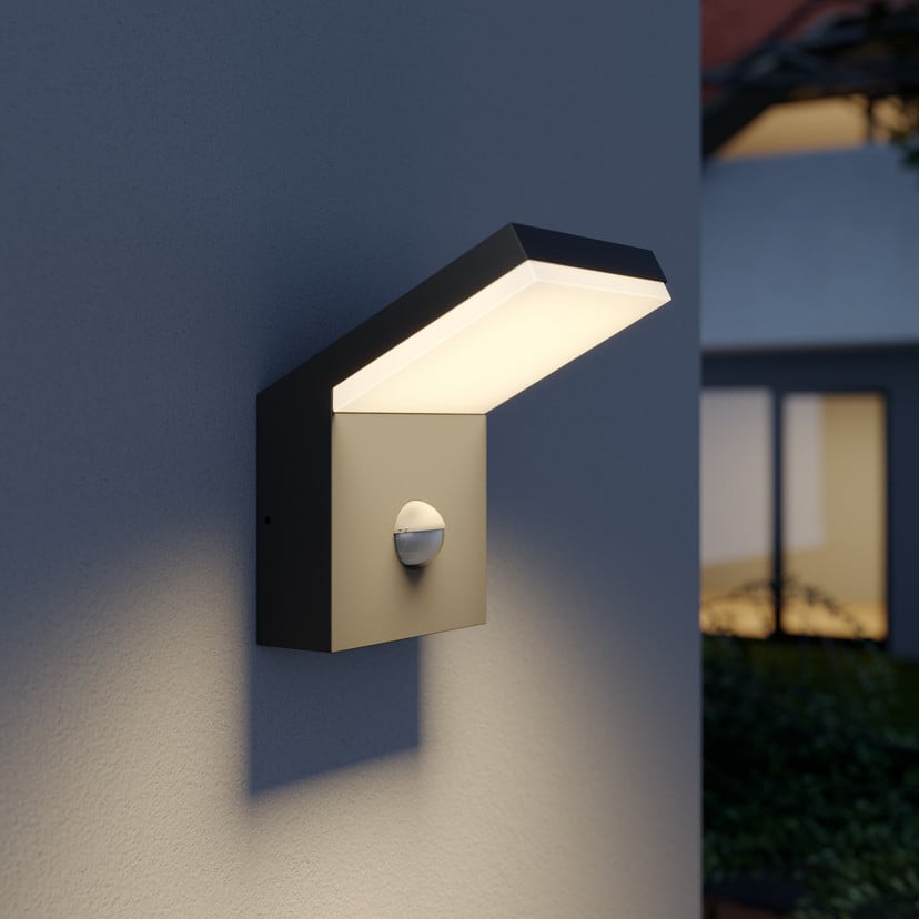 lampenwelt Arcchio LED-Außenwandleuchte Yolena Sensor anthrazit Alu