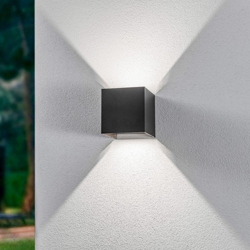 lampenwelt Lindby LED-Außenwandleuchte Nivar eckig schwarz Metall Hotsell