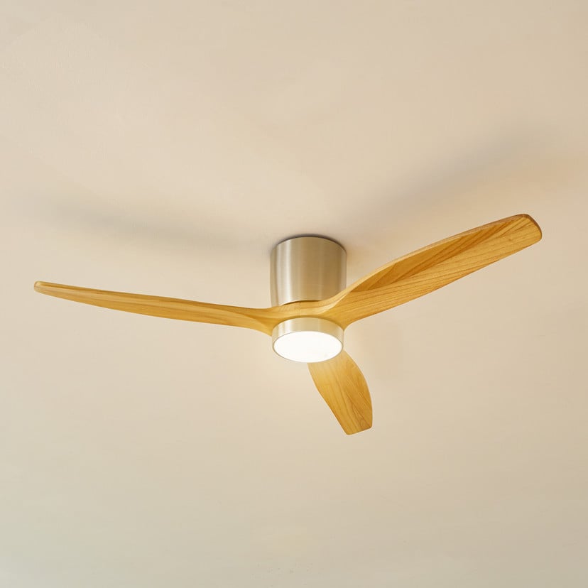 lampenwelt Lucande LED-Deckenventilator Faipari nickel DC leise 132cm