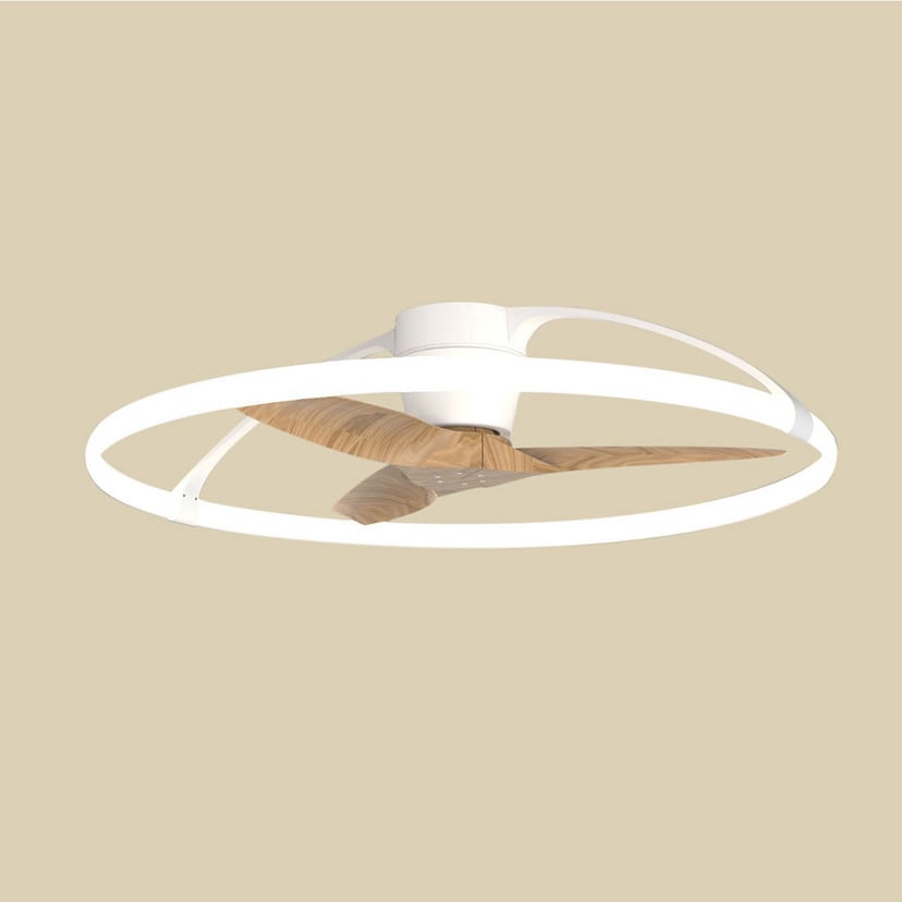 lampenwelt Smart LED-Deckenventilator Nepal weiß/buche DC leise