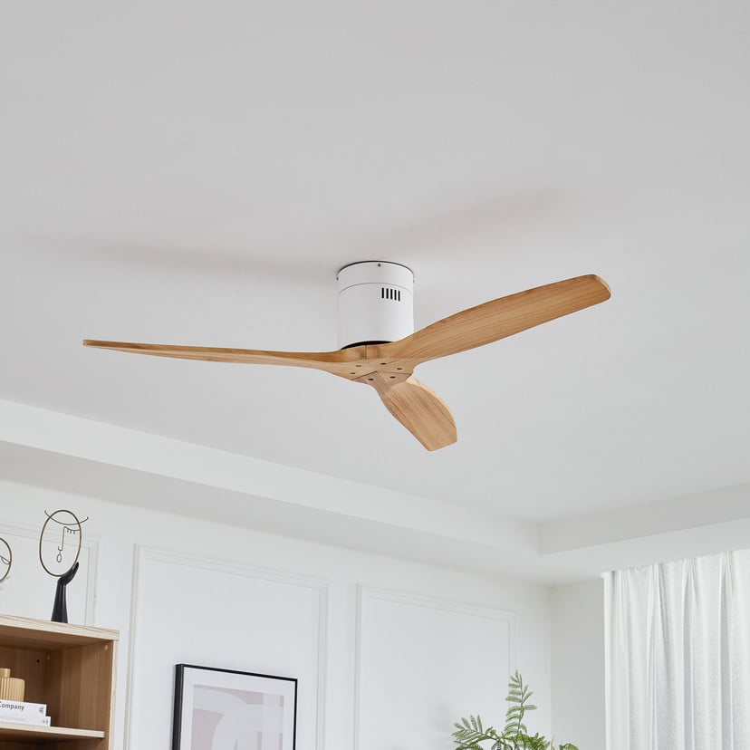 lampenwelt Lucande Deckenventilator Vindur weiß Holz DC leise