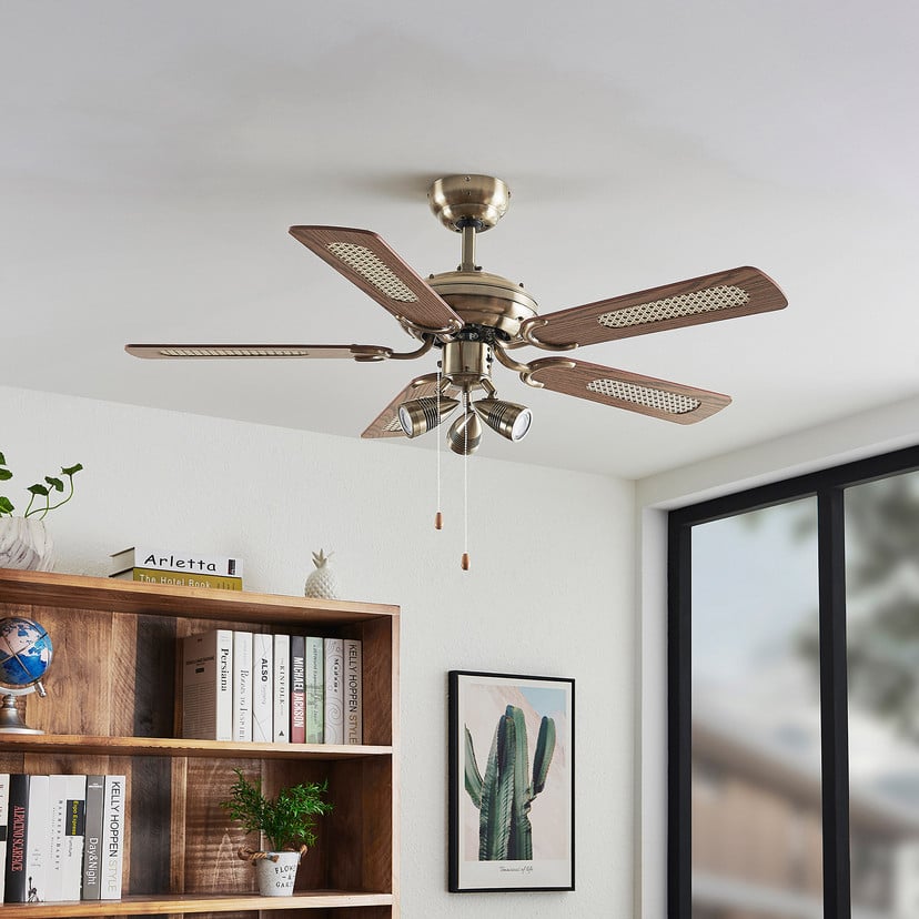 lampenwelt Lucande Deckenventilator mit Licht Anariki leise messing
