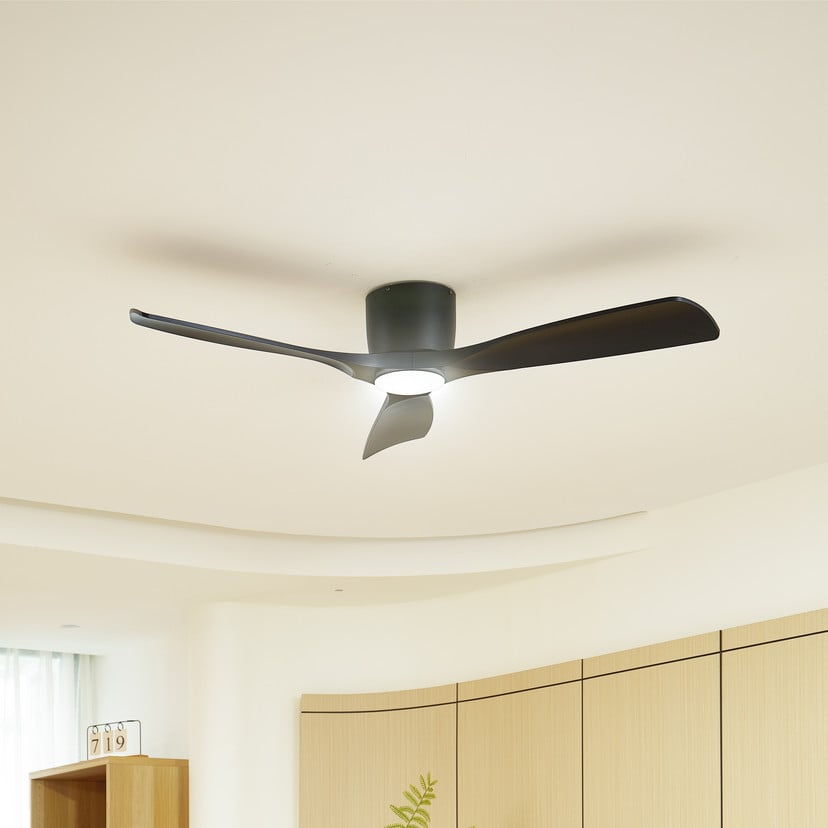 lampenwelt Lucande Smart LED-Deckenventilator Moneno schwarz DC Tuya