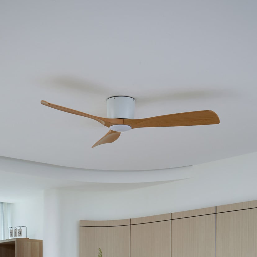 lampenwelt Lucande Smart LED-Deckenventilator Moneno weiß/holz Tuya