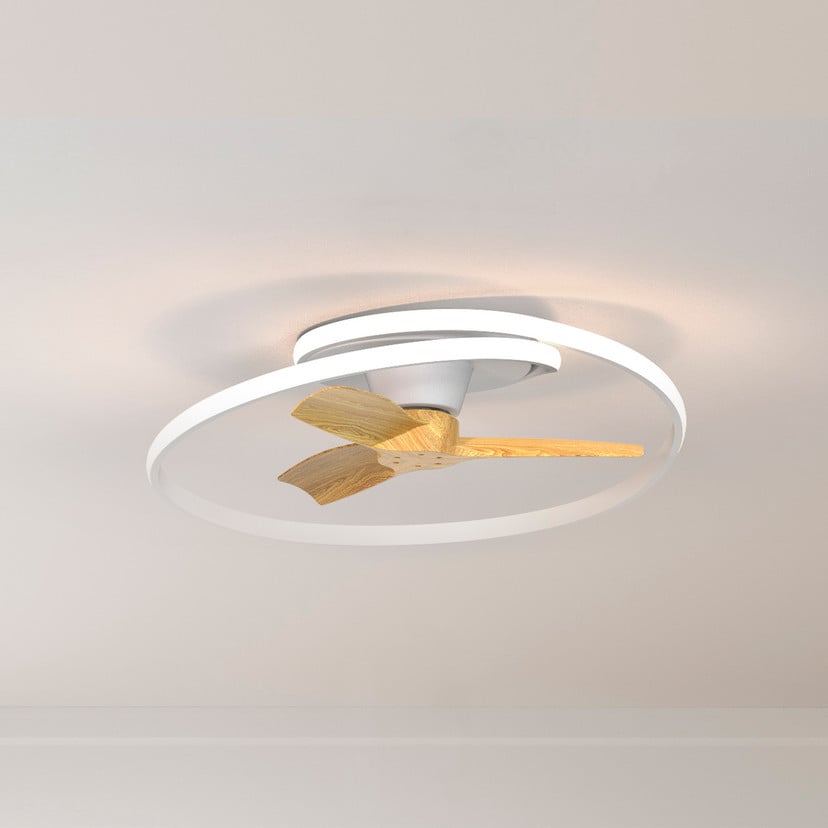 lampenwelt LED-Deckenventilator Ocean weiß/holz DC leise Ø 78 cm CCT