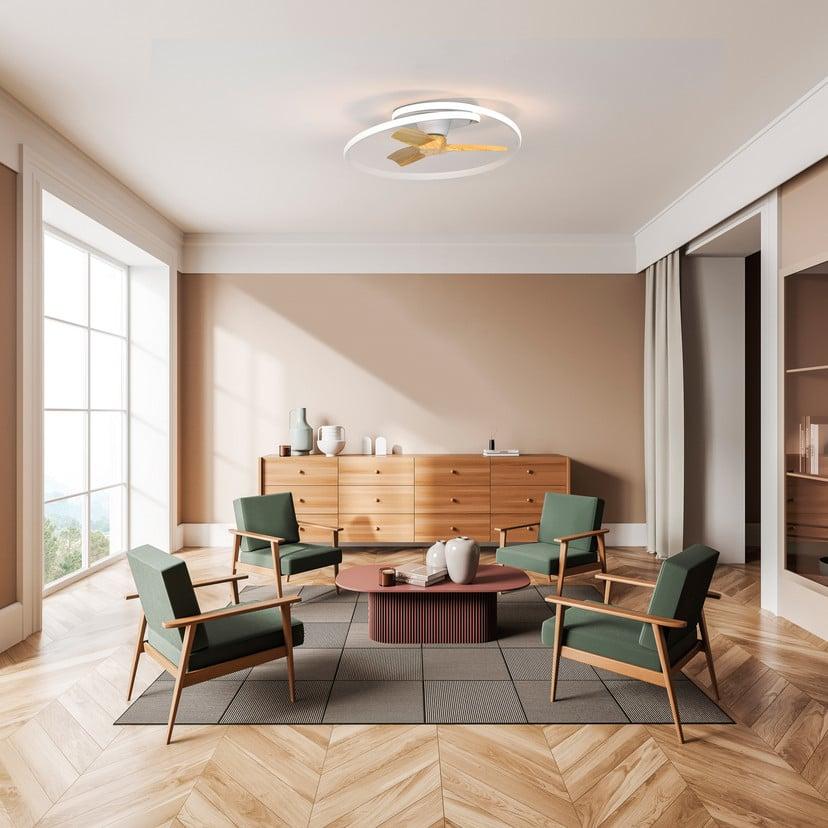 lampenwelt LED-Deckenventilator Ocean weiß/holz DC leise Ø 78 cm CCT Exklusivangebot