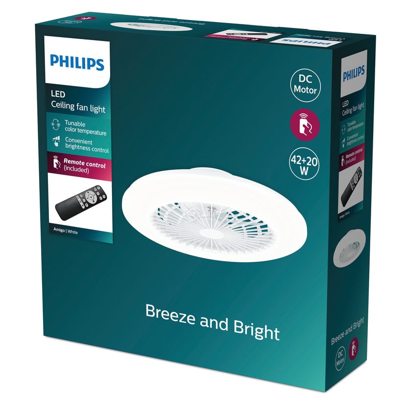 lampenwelt Philips Amigo Deckenventilator mit LED-Beleuchtung Black Friday
