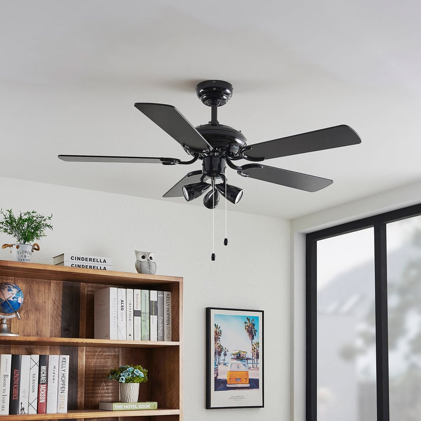 lampenwelt Lucande Deckenventilator mit Licht Anariki leise schwarz