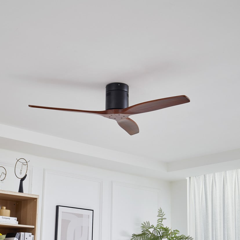 lampenwelt Lucande Deckenventilator Vindur schwarz Holz DC leise