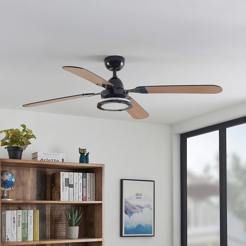 lampenwelt Lucande LED-Deckenventilator Tedric schwarz leise 133 cm Heißer Verkauf