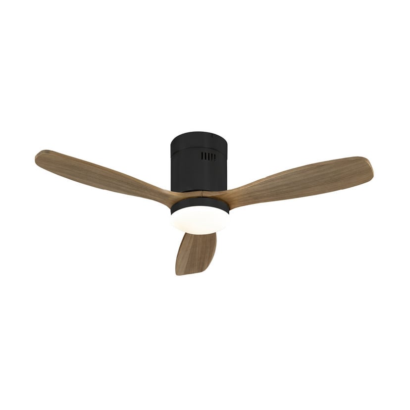 lampenwelt LED-Deckenventilator Siroco Mini DC leise schwarz/walnuss