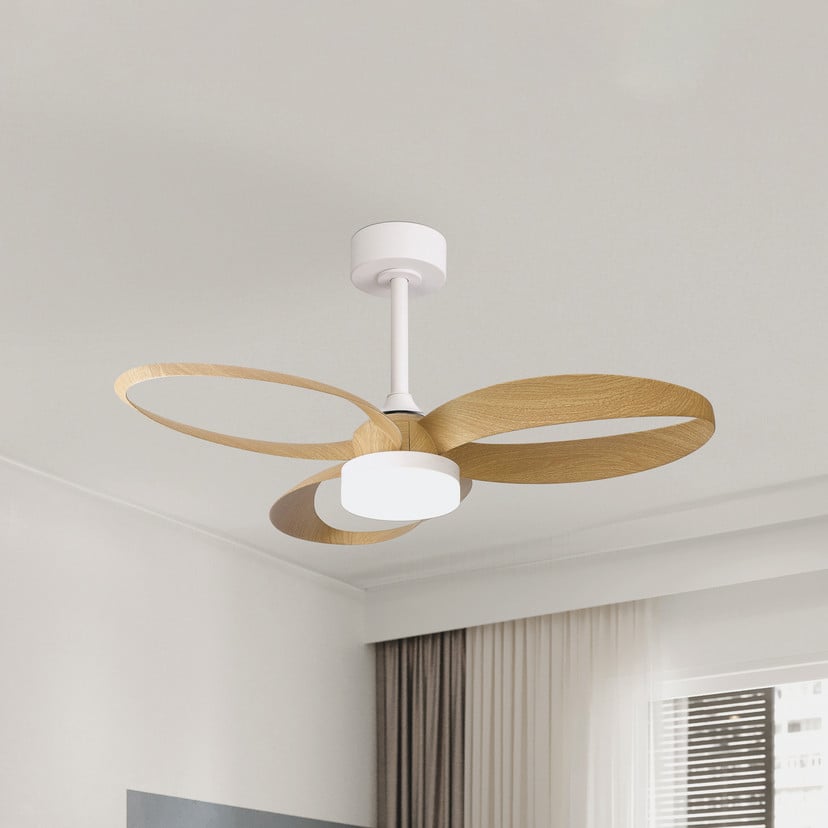 lampenwelt LED-Deckenventilator Infinity Holzdekor DC leise Ø 93 cm CCT