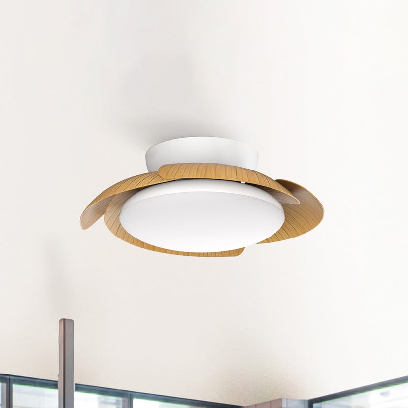 lampenwelt LED-Deckenventilator Aloha holz DC-Motor leise Ø 90 cm CCT