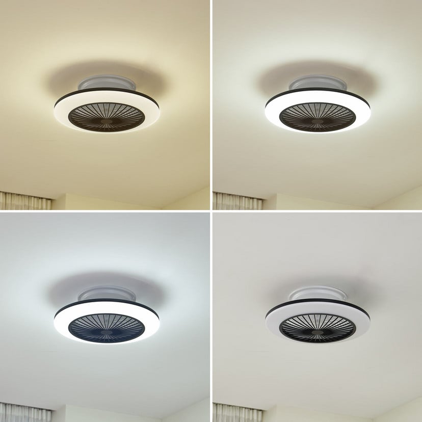 lampenwelt Lindby LED-Deckenventilator Mamuti schwarz leise Ø 55 cm