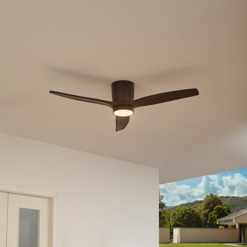 lampenwelt Lucande LED-Außen-Deckenventilator Sorin schwarz DC leise Super Sparpreis