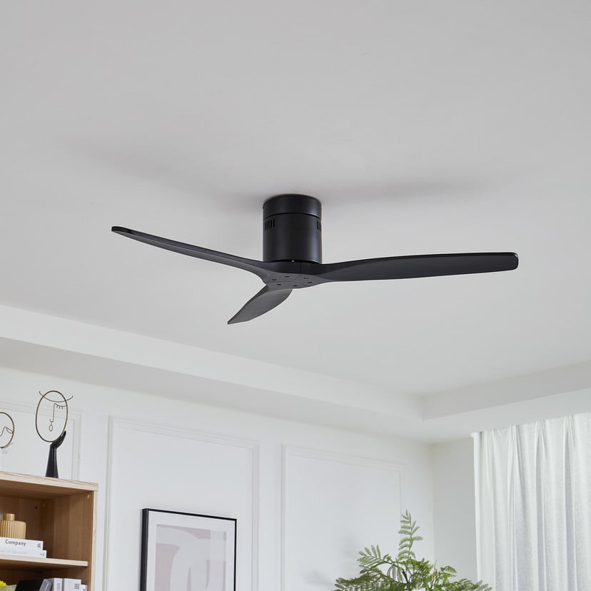 lampenwelt Lucande Deckenventilator Vindur schwarz DC leise 132 cm