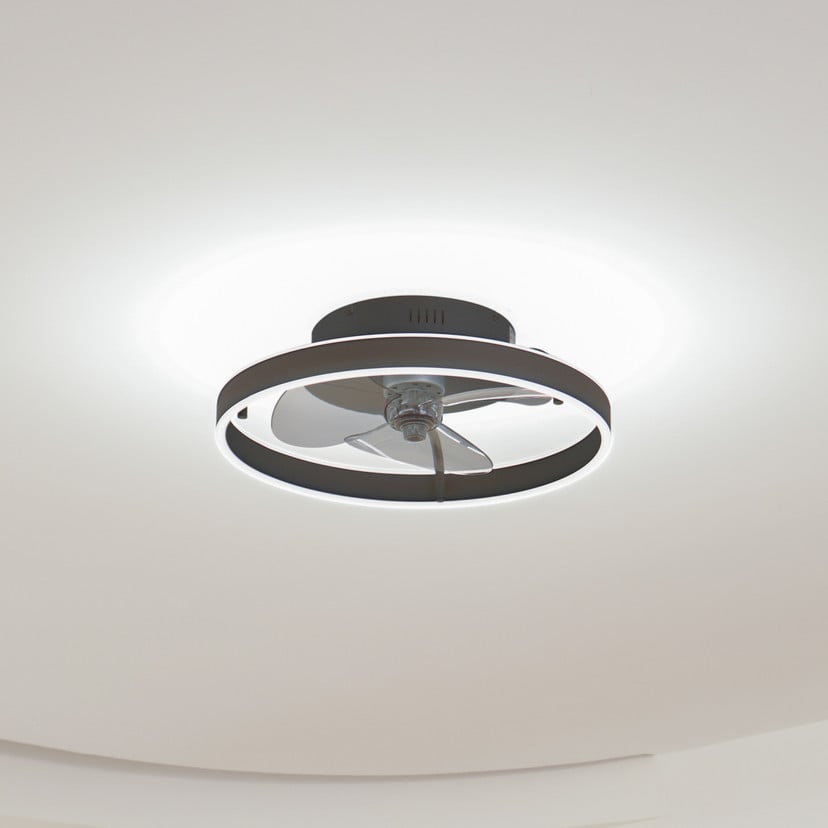 lampenwelt Lindby LED-Deckenventilator Momitu schwarz leise Ø 14 cm