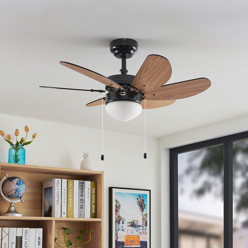 lampenwelt Lindby Deckenventilator Minja schwarz leise 78 cm E14