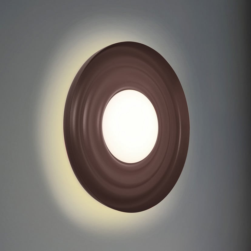 lampenwelt Lindby LED-Wandleuchte Waves Metall braun rund Ø 43 cm