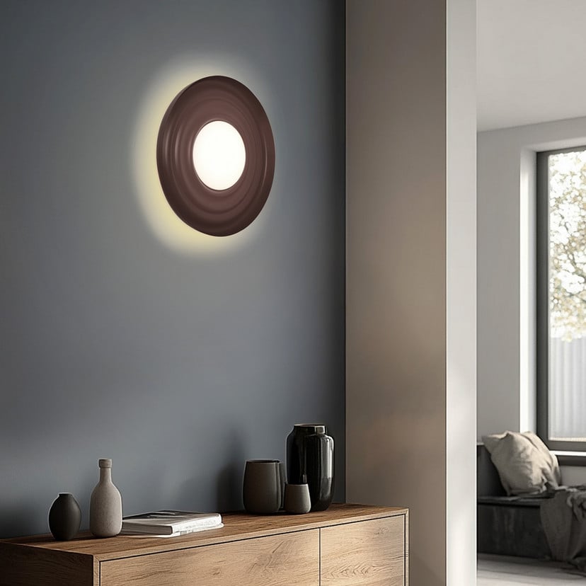 lampenwelt Lindby LED-Wandleuchte Waves Metall braun rund Ø 43 cm Bis zu 50% Rabatt