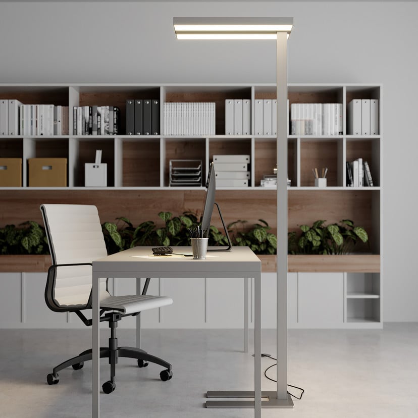 lampenwelt Arcchio LED-Stehlampe Logan Basic silber 6.000 lm dimmbar