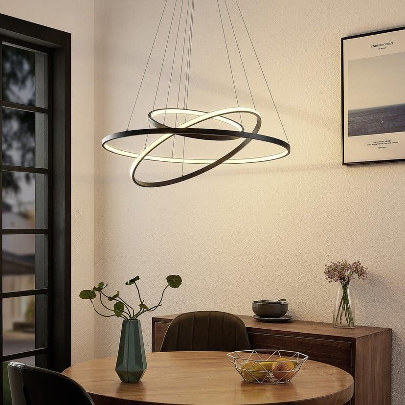 lampenwelt Lucande LED-Pendelleuchte Ezana schwarz Metall Ø 80cm Black Friday Preise
