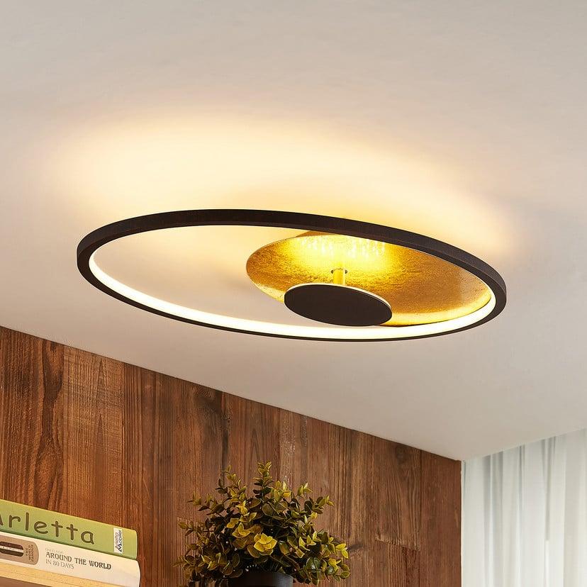 lampenwelt Lindby LED-Deckenleuchte Feival 61 cm rost/gold dimmbar