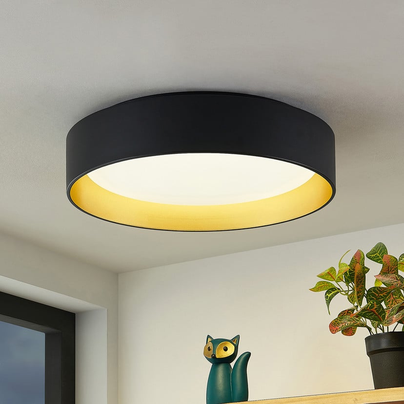 lampenwelt Lindby LED-Deckenlampe Gracjan schwarz Metall CCT Ø45cm