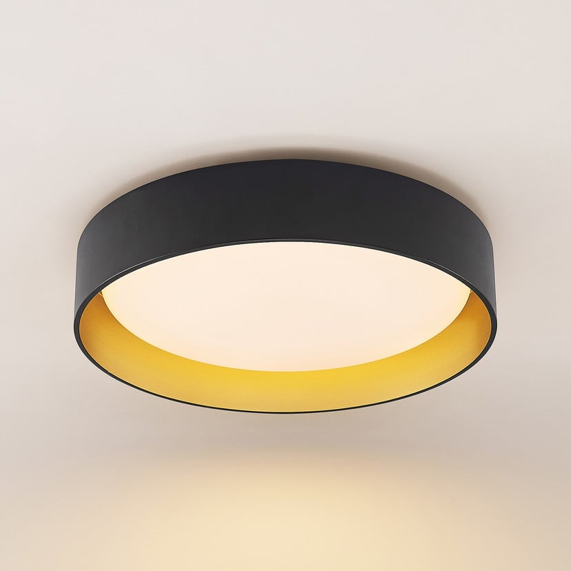 lampenwelt Lindby LED-Deckenlampe Gracjan schwarz Metall CCT Ø45cm 2025