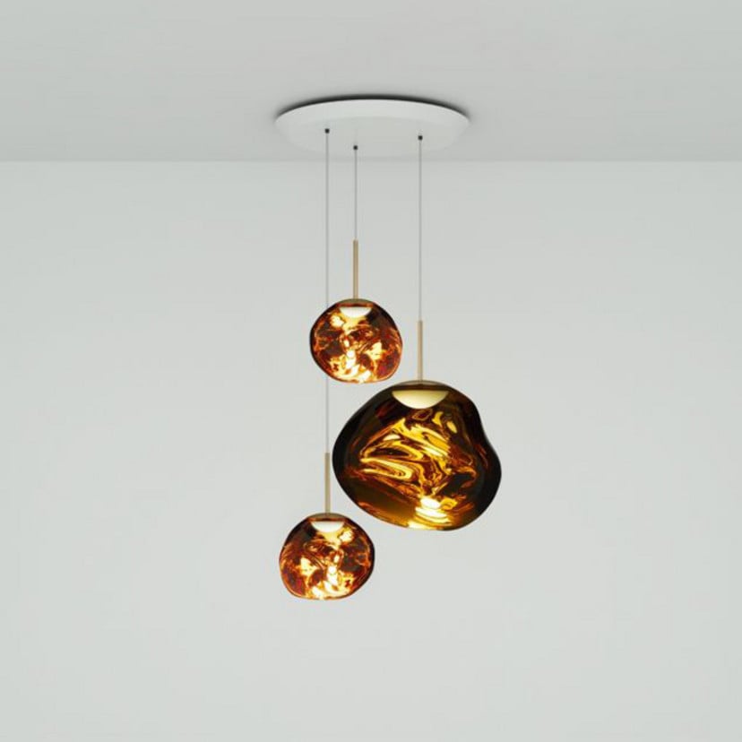 lampenwelt Tom Dixon Hängelampe Melt Trio Round Ø 81 cm amber gold