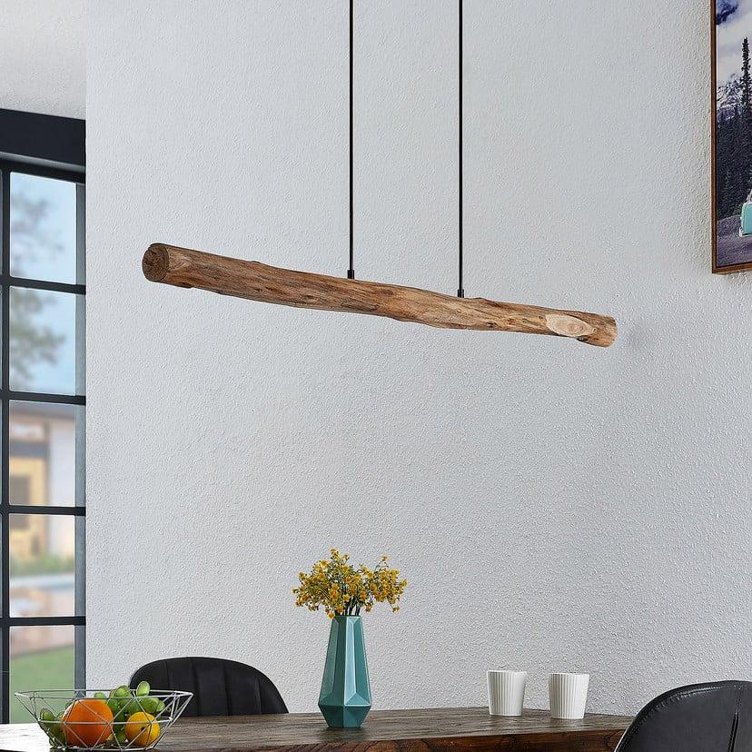 lampenwelt Lindby LED-Hängeleuchte Nekala schwarz Holz Länge 120cm Hotsell