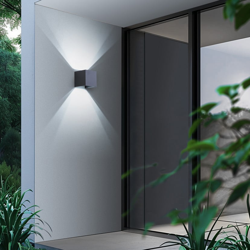 lampenwelt Lindby Smart LED-Außenwandlampe Dara grau eckig CCT RGB Tuya Super Rabatt