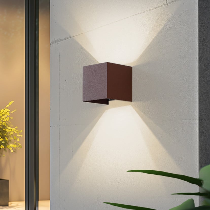 lampenwelt Lindby Smart LED-Außenwandlampe Dara rost eckig CCT RGB Tuya