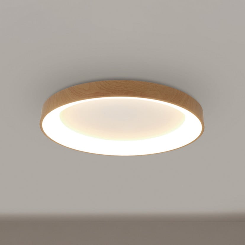 lampenwelt LED-Deckenlampe Niseko II CCT Fernbedienung Ø50cm holzfarben