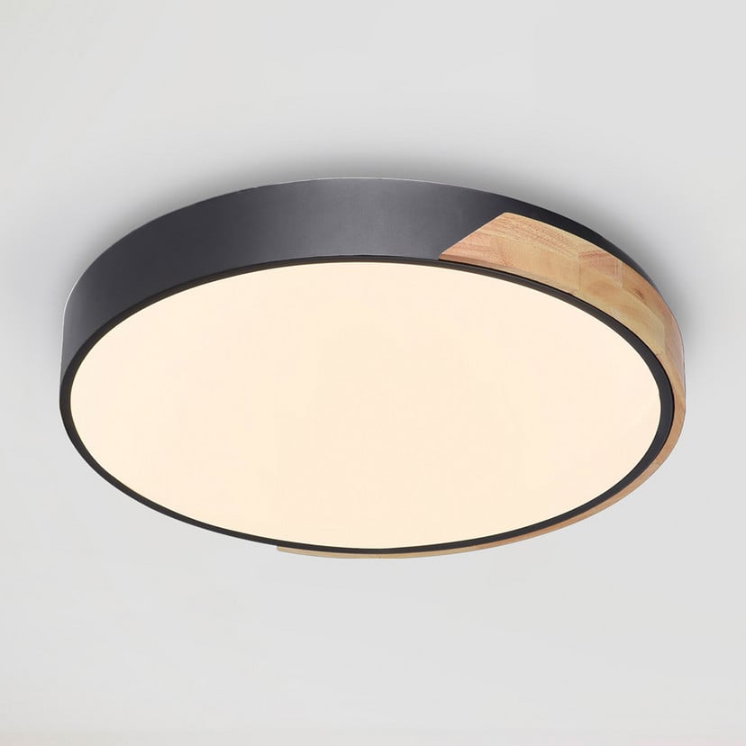 lampenwelt Paul Neuhaus Q-BILA LED-Deckenlampe schwarz/eiche