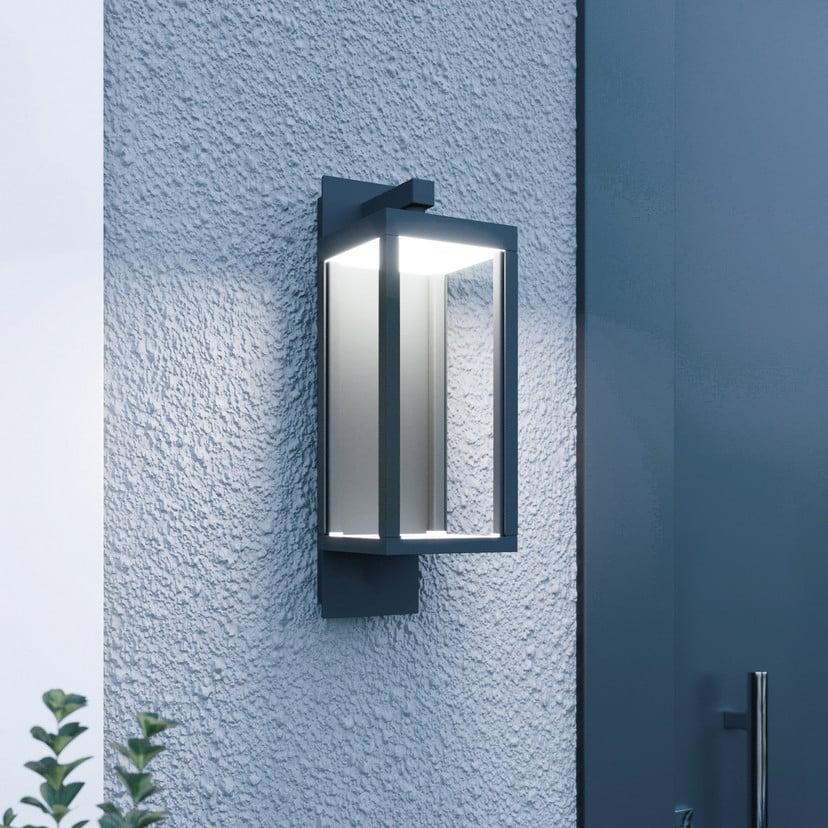 lampenwelt Lucande Smart LED-Außenwandleuchte Ferdinand grau Tuya