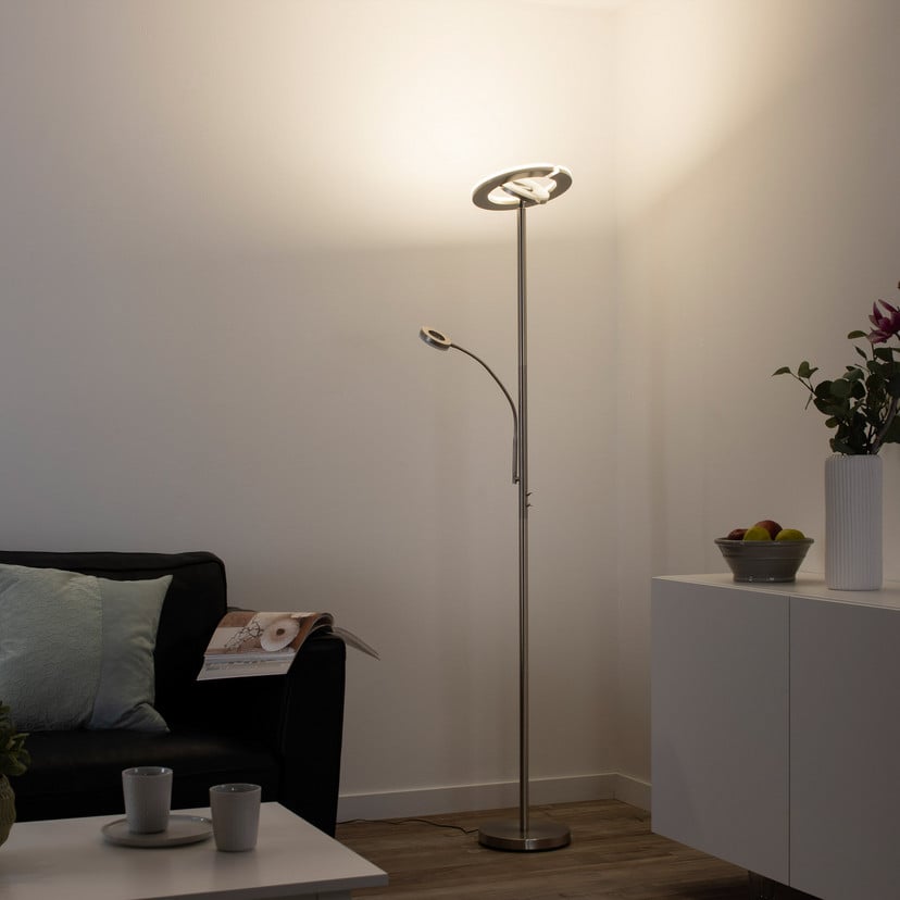 lampenwelt LED-Deckenfluter LOLAsmart Rocco mit Lesearm