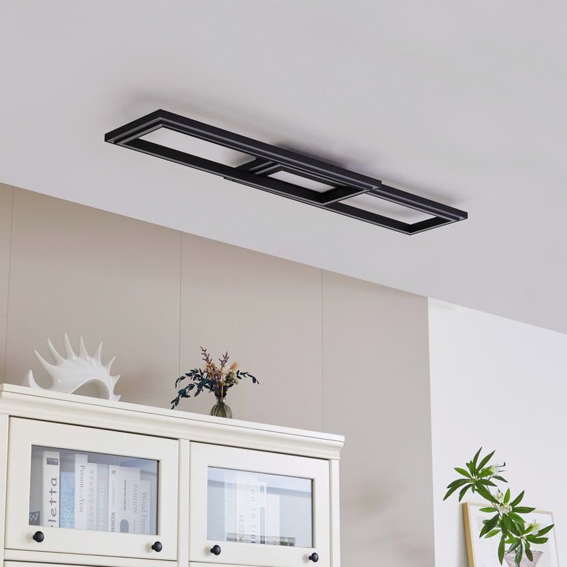 lampenwelt Lucande Smart LED-Deckenleuchte Tjado 115 cm schwarz RGB CCT Jubiläumsangebot