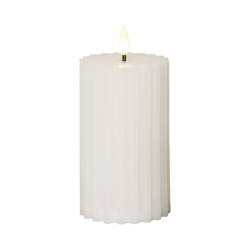 lampenwelt LED-Kerze Flamme Stripe weiß 15 cm Echtwachs Batteriebetrieb Saisonale Angebote